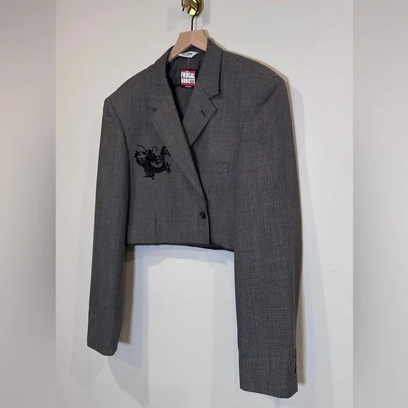 Trendy Pinterest Upcycled Vintage Cropped Boxy Oversized Fit Blazer Refashioned